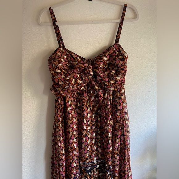 Kobi Halperin NEW High-Low Hi Lo Vanessa Dress Strappy Floral Metallic - Picture 4 of 16